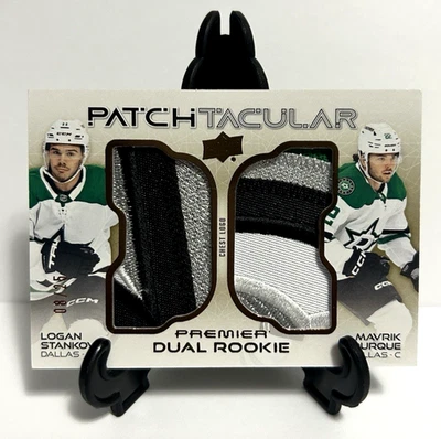 2024-25 UD Premier Rookie Dual PatchTACULAR  Logan Stankoven -Mavrik Bourque /25 - Image 1 of 2