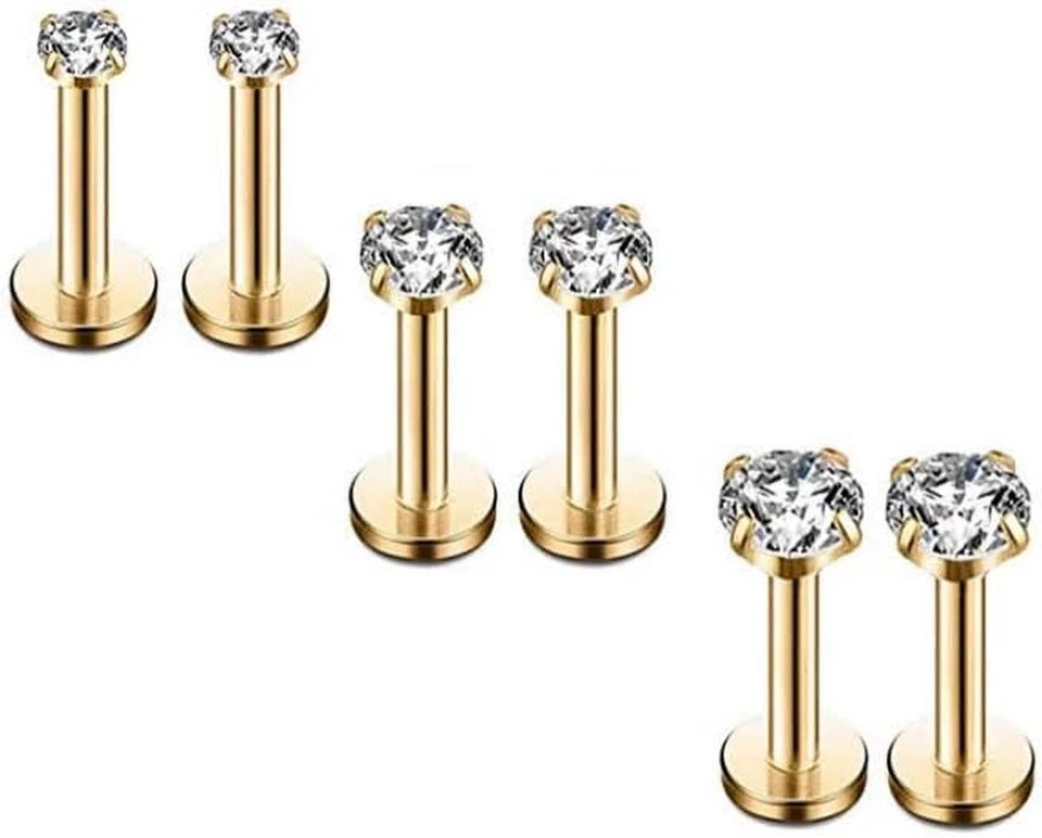 16G бриллиант CZ кромки кольца лабрет Монро нос Tragus спираль уха пирсинг ювелирных изделий Su - Изображение 1 из 1