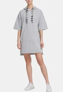 Woman’s DKNY Sports Logo Hoodie Sweatshirt Dress Grey Size M UK 10-12 BNWT - Picture 1 of 9