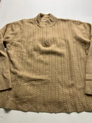 Suéter Sonoma 1/4 Cremallera Marrón Lana Tejido con Cable Pullover Abuelo Academia Hombres Talla XL Foto 1 de 4