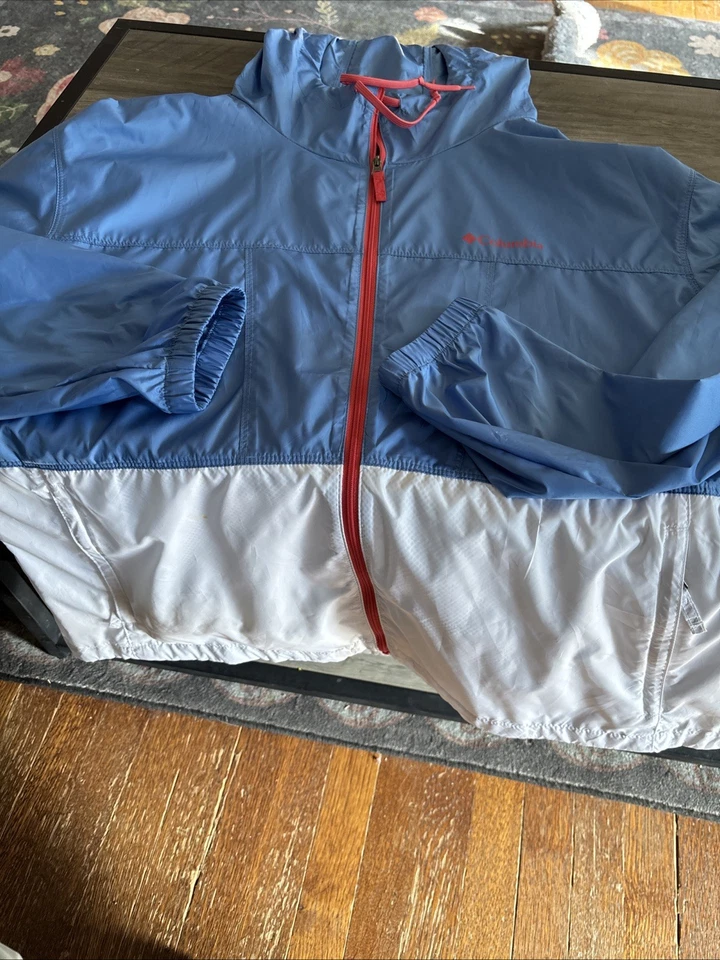 Columbia Chaqueta Impermeable Cortavientos Mujer Talla XL Con Capucha Cremallera Completa Bolsillo Usado en Excelente Condición Foto 1 de 4
