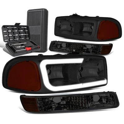 Para Sierra Yukon 1999-2007 Barra LED Faro Parachoques Lámparas + Caja de Herramientas Ahumado/Ámbar Foto 1 de 4