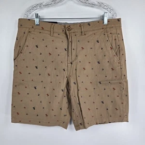 Jach's New York Men's Size 32 Bleecker Shorts Dark Khaki Palm Trees NWT - Picture 1 of 7