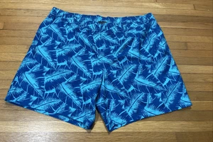 Eddie Bauer Swim Trunks Mens XL Blue Floral  Mesh Lined Shorts - Picture 1 of 5