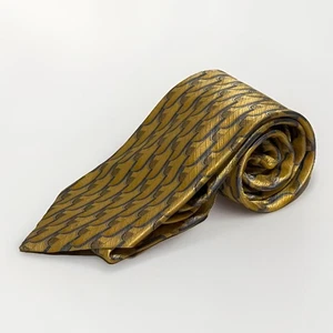 Corbata de seda Umberto Bossi, amarilla con diseño azul marino - Imagen 1 de 5