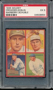 1935 Goudey 4-in-1 Goose Goslin/Schuble/Marberry/Crowder #5F PSA 5 - Tigers