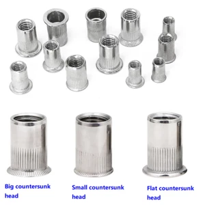 STAINLESS STEEL RIVNUTS THREADED BLIND RIVET NUTS OPEN END NUTSERT M3 M4 M5-M12 - Picture 1 of 8