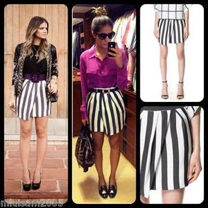 ZARA STRIPED WRAP SKIRT SIZE XS,M REF. 2321/286 ECRU/GREY BLOGGERS FAVORITE - Picture 1 of 4