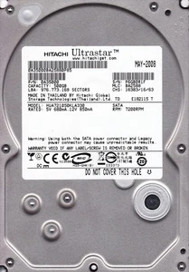 Hitachi HUA721050KLA330 mlc: BA2588 p/n: 0A35000 Hitachi 500 Gb SATA B3-03 - Imagen 1 de 2