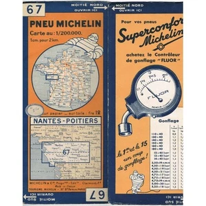 CARTE Michelin N°67 NANTES-POITIERS Chinon Les Sables-d'Olonne St-Nazaire 1934 - Picture 1 of 1