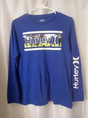 Hurley Youth Boys Graphic Logo Long Sleeve Blue T-shirt Size Large 10/12 - Image 1 of 4