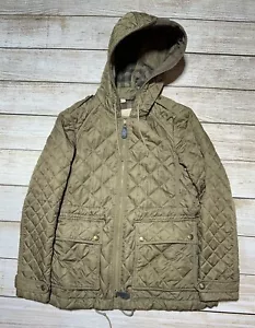 Burberry Brit Green/Brown Quilted Jacket Coat Check Diamond Women's Size Medium - Picture 1 of 13