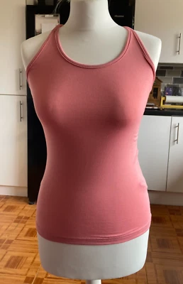 BNWT Ladies NEXT ACTIVE Plain WINTER FRENCH ROSE PINK Shoestring Strappy Top 6 - Image 1 of 2