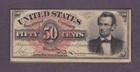 1869-75 50¢ BEAUTIFUL CRISP UNC LINCOLN SCARCE RED PLATE #27 U.S. Fractional!