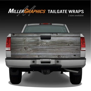 Grey Distressed Wood Barnwood Planks Truck Tailgate Vinyl Graphic Decal Wraps - Bild 1 von 1