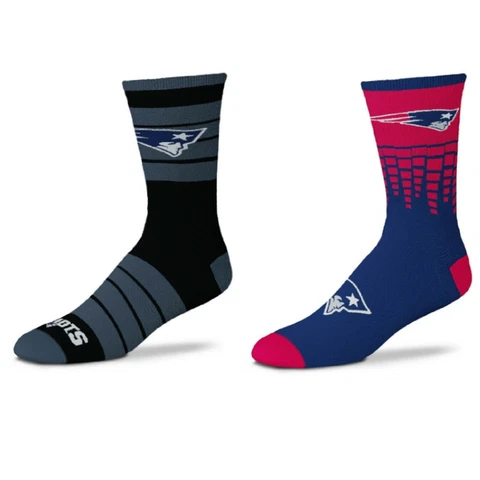 New England Patriots NFL Men's Team For Bare Feet 2-Pack Quad Socks: Size  8-13 Cover
