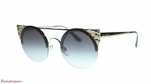 Gafas de sol redondas para mujer BVLGARI BV6088 20188G negro oro pálido/gris lente 54 mm - Imagen 1 de 4