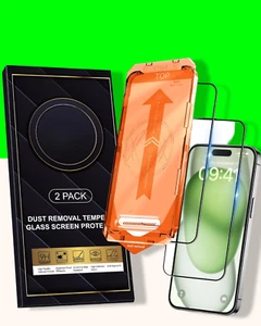 2 Pack iPhone 15 Screen Protector 9H Full Screen Tempered Glass 6.1" Bubble Free - Picture 1 of 5