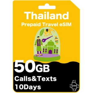Thailand Prepaid Travel eSIM 15GB/50GB 5G Speed Data for 7/10 Days - Picture 1 of 10