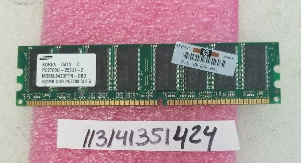 512MB PC 2700 DDR 333 PC2700 DDR333 184PIN NON-ECC DUAL RANK 16CHIPS  PC RAM  - Image 1 of 1