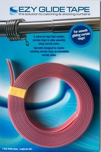 Ezyglide Curtain Rod Tape - smooth sliding curtain rings without wands/pulls 3m