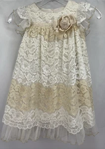 Bonnie Jean Sleeveless Lined Lace Tulle Flower Girl Party Dress Sz 4/4T EUC - Picture 1 of 6