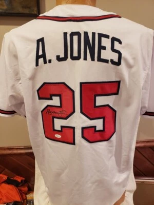 BEAUTIFUL Andruw Jones Autographed White Atlanta Braves Jersey, JSA AUTH, MINT!! - Image 1 of 4