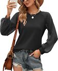 Aifer Womens Long Sleeve Shirts Crew Neck Pullover Sweatshirt Pattern Raglan Cas