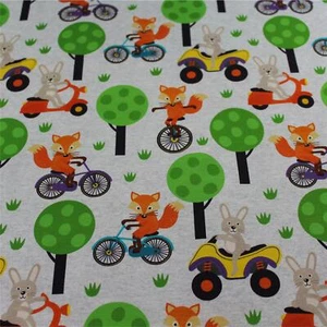 Jersey Fuchs auf Fahrrad Kinderbekleidungsstoff Oberteilenstoff Pulloverstoff