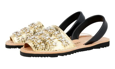 LUXUS PRADA KRISTALL SANDALEN SCHUHE 1X181G GOLD SCHLANGEN LEDER 36,5 37 - Bild 1 von 4