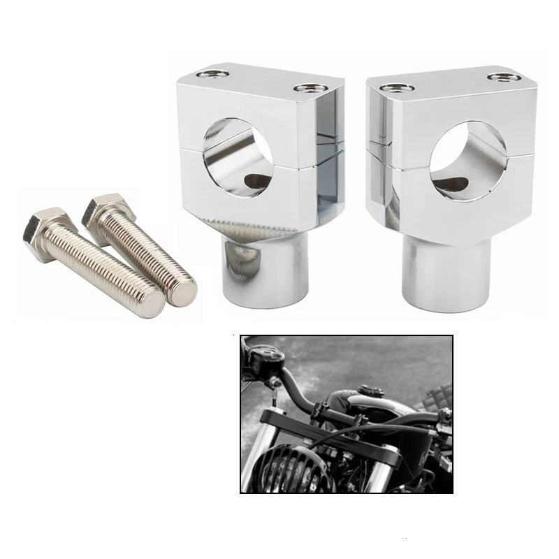 Chrome Motorcycle 7/8" 22mm Handlebar Riser Clamp For Harley Honda Suzuki Yamaha - Image 1 of 4