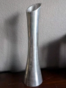 Vintage Silver Aluminum Modernist Flower Bud Vase Metal Pewter India 13” - Picture 1 of 7