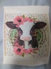 Panel For Shirts Or Pillows Or Other Fabric Cute baby Cow With Flowers