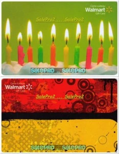 2x WALMART 10TH BIRTHDAY CAKE RED FUNKY SPRING DESIGN COLLECTIBLE GIFT CARD LOT - Picture 1 of 4