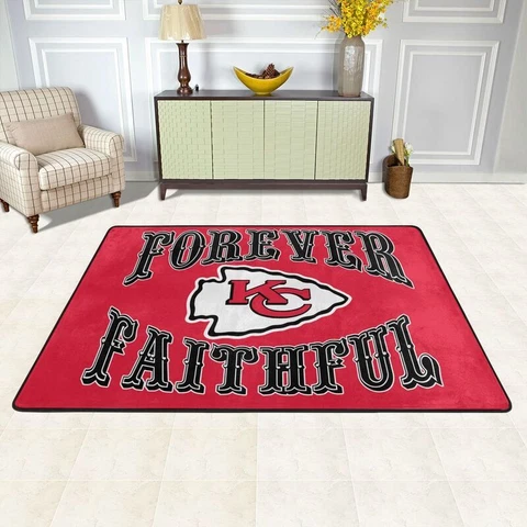 Forever Faithful Kansas City Chiefs Fan Carpet Anti-skid Floor Blanket 36*24in Cover