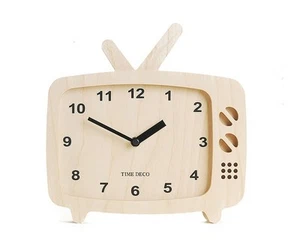 TV Wooden Wall Clock & Table Clock Retro Art Design Home Decor Interior /Natural - Picture 1 of 4