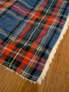 Pottery Barn Teen BLUE Plaid Flannel Pillowcases Sherpa - Picture 1 of 3