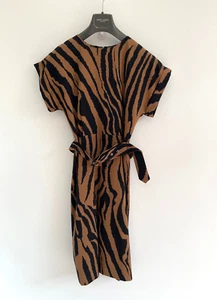 Warehouse Dress Shift Brown Black Animal Print Batwing Sleeves UK 10 - Picture 1 of 7