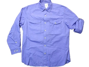 Vintage Travel Smith Blue Long Sleeve Button Up Shirt XLarge XL Hook Loop Sleeve - Picture 1 of 12