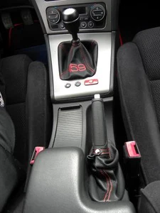 alfa romeo 159 cuffia cambio e freno pelle nera con ricamo rosso - Imagen 1 de 1
