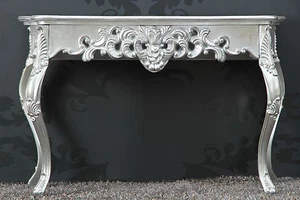 Console Wall Table Silver Antique Finish Luxurious Palatial Sideboard Rococo - Picture 1 of 4