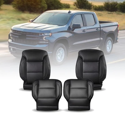 Cubierta de asiento de cuero negra para conductor y pasajero para Chevy Silverado PERF 2014-2019 Foto 1 de 4