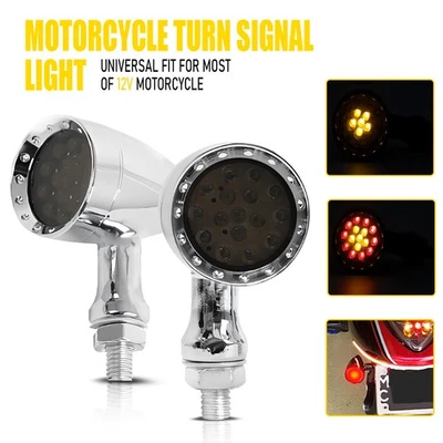2X Señales de giro LED para motocicleta Luz intermitente Indicador Ámbar Rojo Lámpara Universal Foto 1 de 4