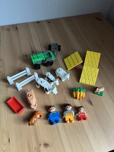 Lego Duplo Vintage Farm Barn Lot Farmer Family Animals Fence Tractor Shingles - Picture 1 of 1