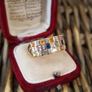 925 Sterling Silber Ring, natürlicher bunter Saphir, Größe Q,5 US 8,25, Gold - Bild 1 von 8