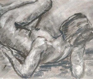 Jolie Dessin Nue Féminin Aux Pastels Académique - Imagen 1 de 8
