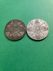 1922 & 1923 Silver British Florins Nice Grades - Picture 1 of 4