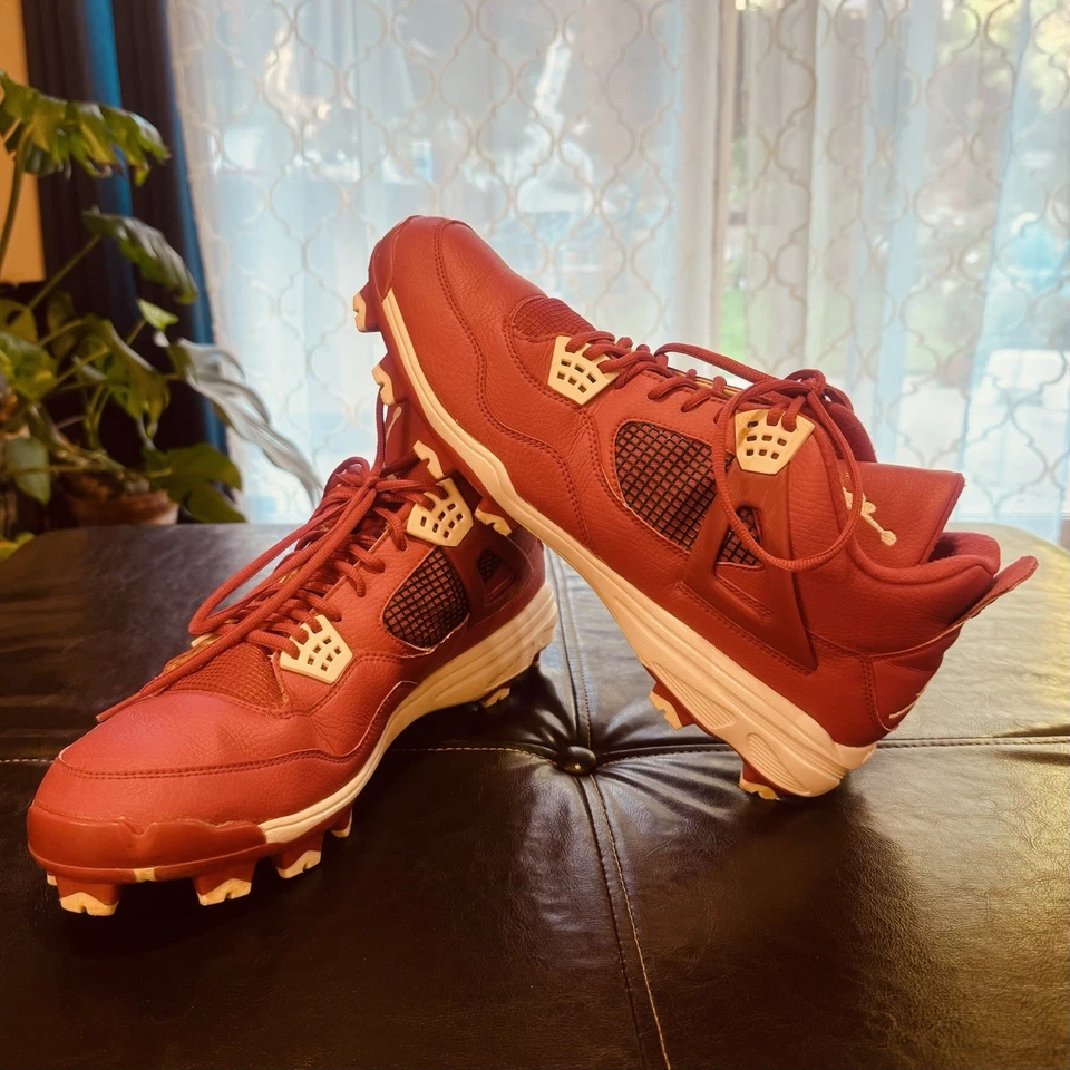 2015 Jordan IV masculino retrô MCS beisebol tamanho: 16 chuteiras vermelho academia 807709 601 - Imagem 1 de 4
