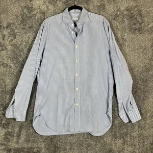 Kiton Shirt Mens 16 41 Plaid Button Down Long Sleeve Made in Italy Luxury - Picture 1 of 10