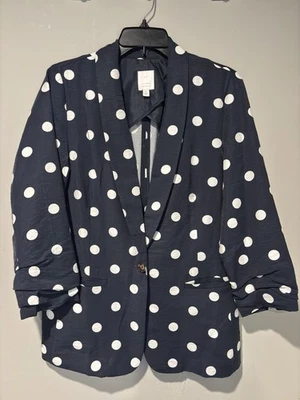 Blazer Lauren Conrad Lunares Talla Mediana Azul Marino Blanco Foto 1 de 3